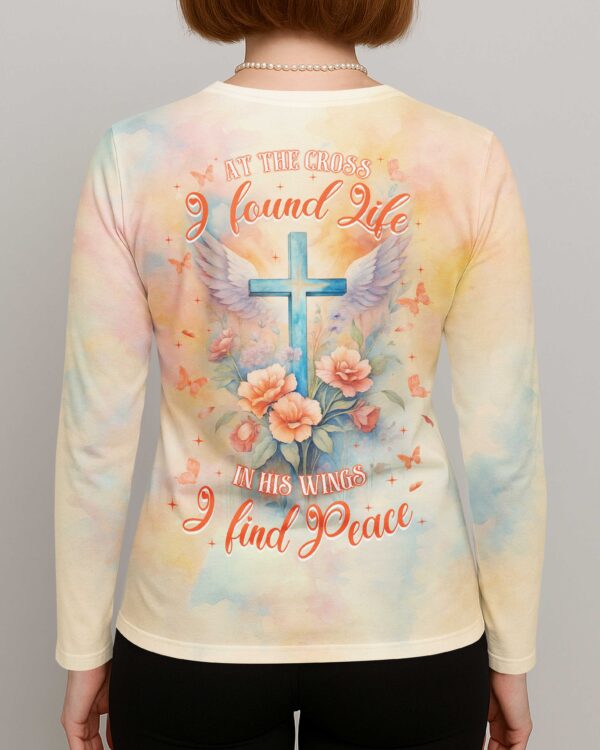 At The Cross I Found Life In His Wings I Find Peace V-neck Long Sleeves Shirt - Image 2