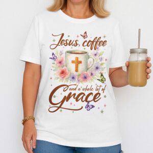 Alternative view of Jesus Coffee And A Whole Lot Of Grace All Over Print T-Shirt