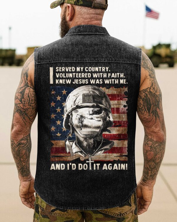 I Served My Country Denim Sleevesless Shirt