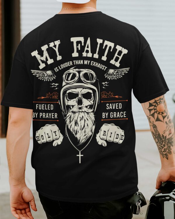 My Faith Is Louder Than My Exhaust All Over Print T-Shirt - Image 5