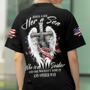 Alternative view of Jesus Gave Her A Son All Over Print T-Shirt