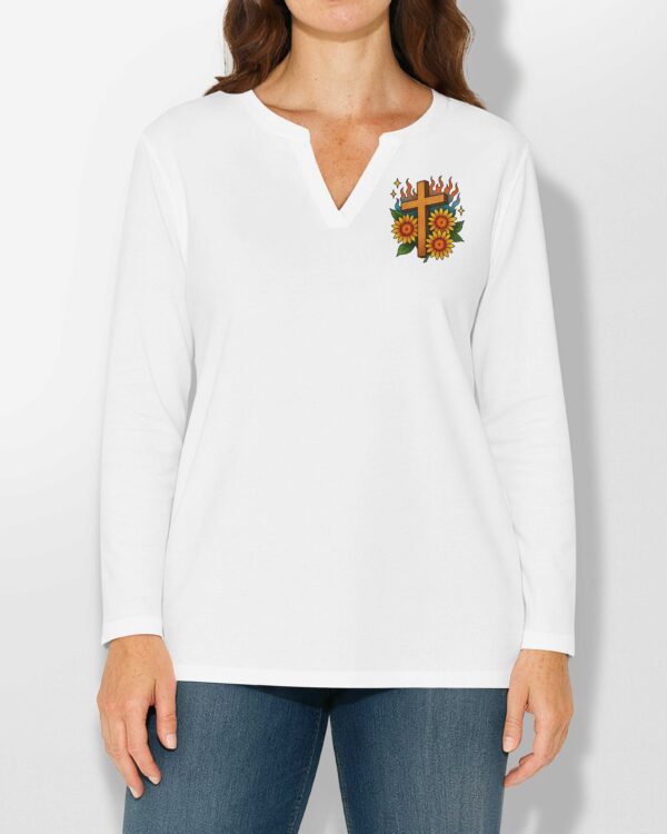 Warning All Over Print V-neck Long Sleeves Shirt - Image 3