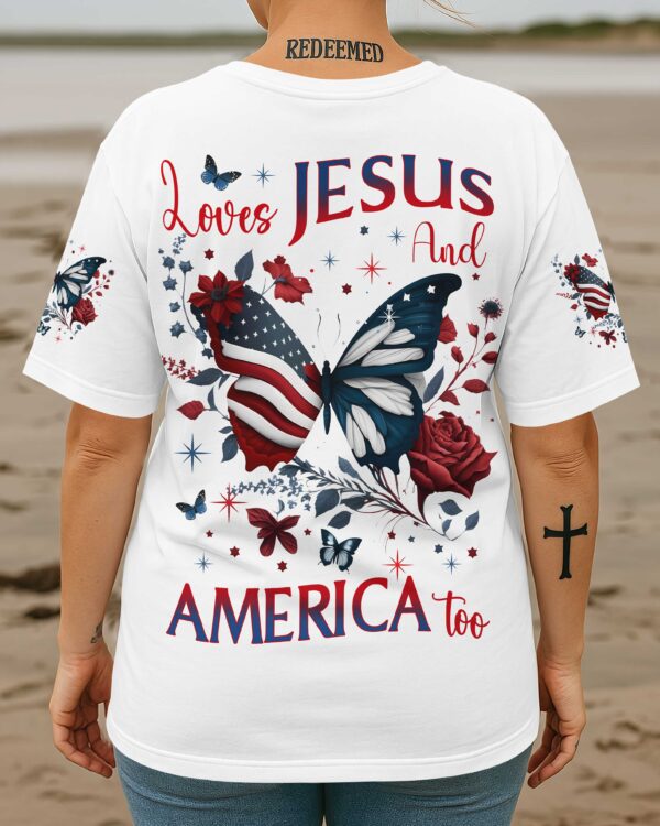 Loves Jesus And America Too All Over Print T-Shirt