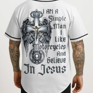 Alternative view of I Am A Simple Man I Like Motorcycles And Believe In Jesus Jersey
