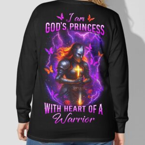 Alternative view of I Am God's Princess With Heart Of A Warrior All Over Print V-neck Long Sleeves Shirt