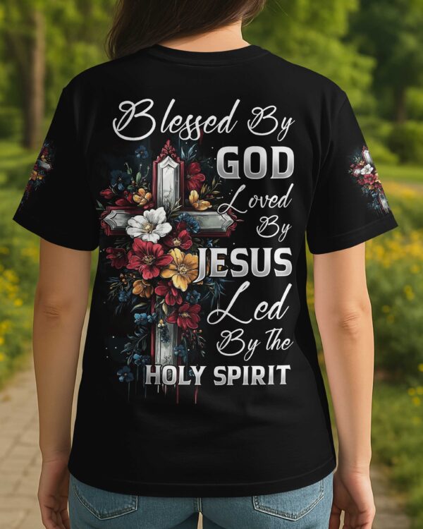 Blessed By God Loved By Jesus All Over Print T-Shirt - Image 4