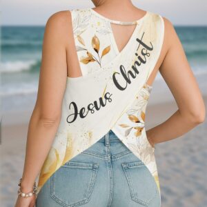 Alternative view of GodFidence All Over Print Crop Out Wrap Back Tank Top