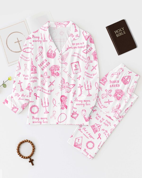 My God Is Bigger Than Cancer Button Pajamas - Image 7