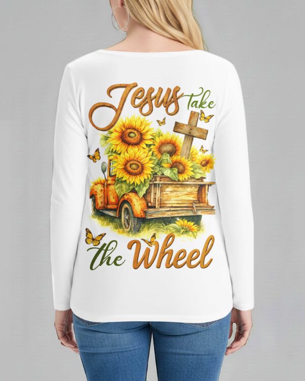 Jesus Take The Wheel All Over Print V-neck Long Sleeves Shirt