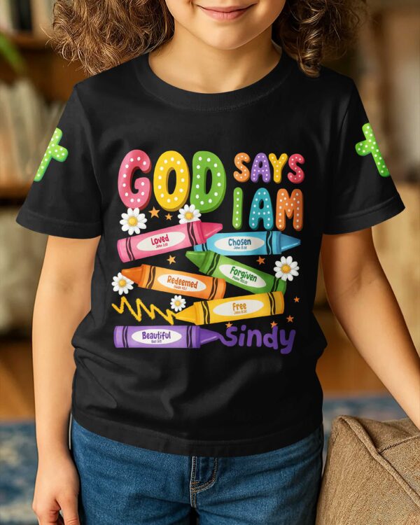 God Says I Am Pencil T-Shirt Kid - Image 8