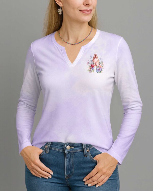 A Day Without Prayer Is A Day Without Power V-neck Long Sleeves Shirt - Image 2