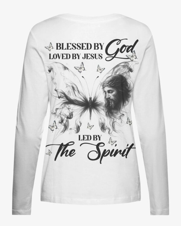 Blessed By God Loved By Jesus Led By The Spirit V-neck Long Sleeves Shirt - Image 7
