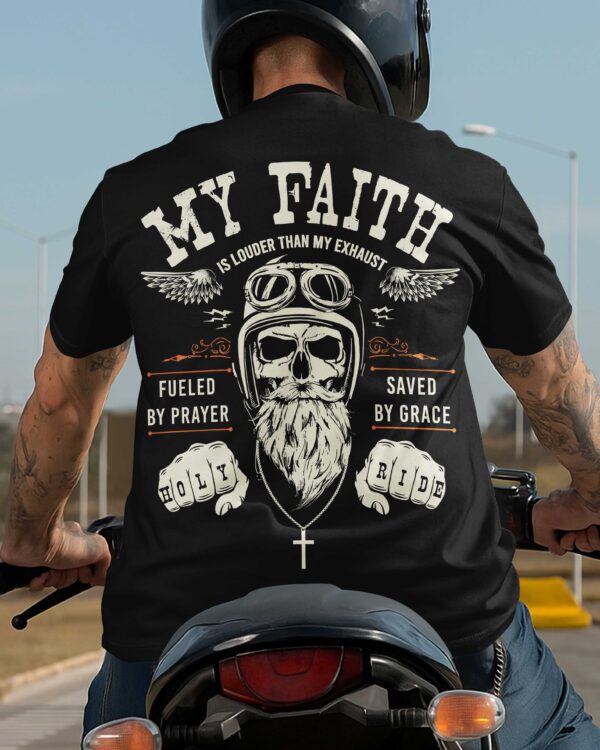 My Faith Is Louder Than My Exhaust All Over Print T-Shirt - Image 3