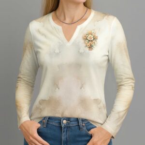 Alternative view of She Walks With Jesus All Over Print V-neck Long Sleeves Shirt