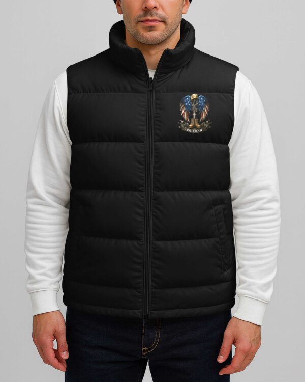 Veteran Don't Thank Me Thank My Brothers Who Never Came Back Now Resting In Jesus' Arms All Over Print Sleeveless Puffer Jacket - Image 8