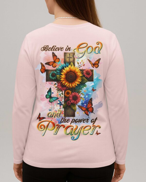 Believe In God And The Power Of Prayer All Over Print V-neck Long Sleeves Shirt - Image 2