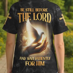 Alternative view of Be Still Before The Lord And Wait Patiently For Him All Over Print T-Shirt