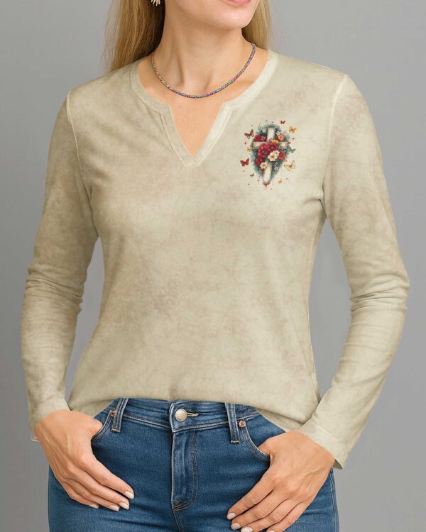 Blessed Are Those Who Have Not Seen And Yet Have Believed All Over Print V-neck Long Sleeves Shirt - Image 2