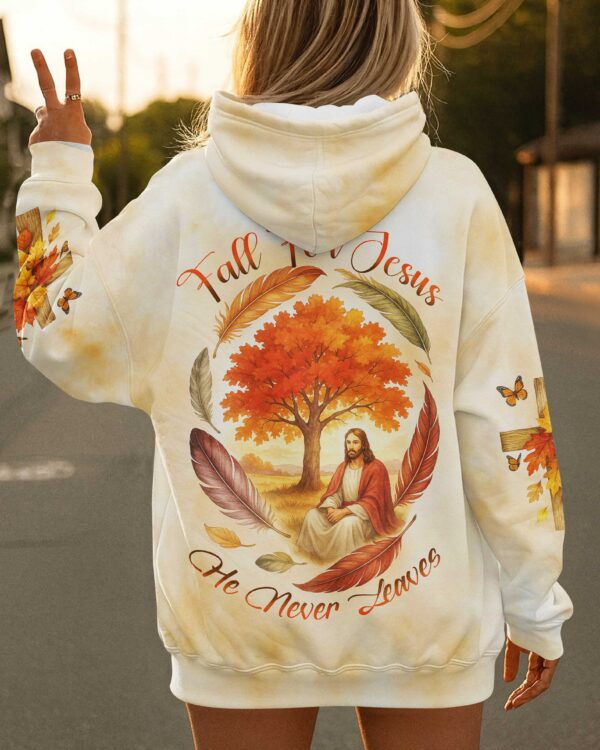 Fall For Jesus He Never Leaves Shirt - Image 8