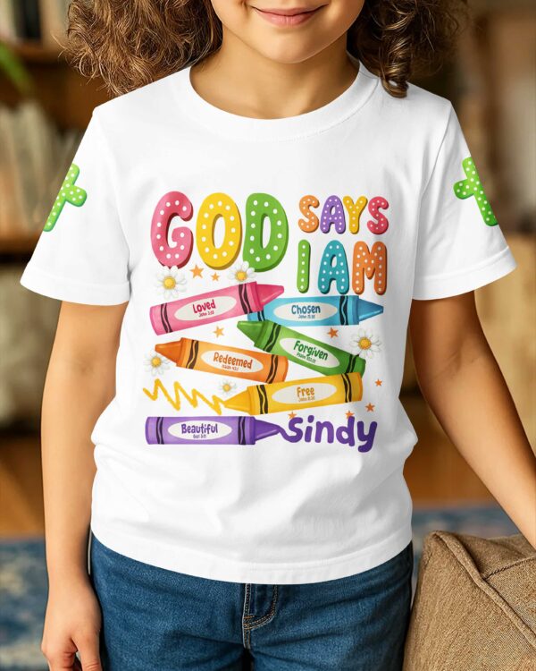 God Says I Am Pencil T-Shirt Kid - Image 4
