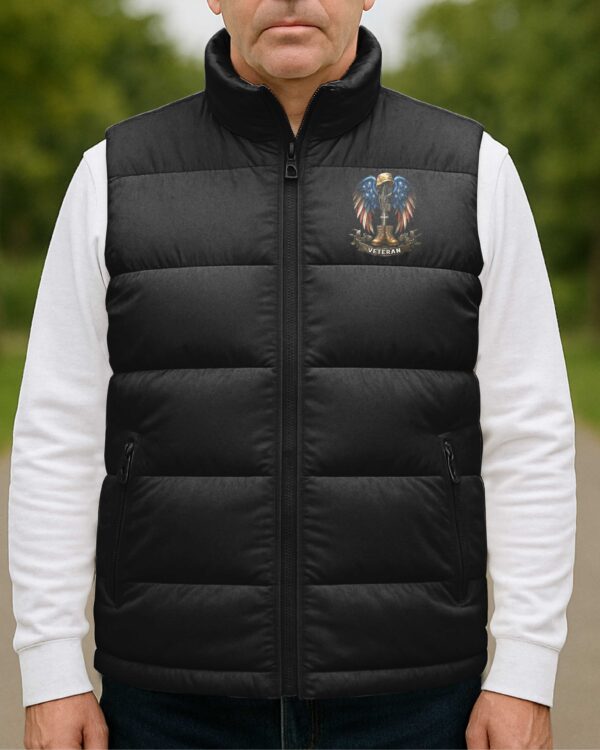 Veteran Don't Thank Me Thank My Brothers Who Never Came Back Now Resting In Jesus' Arms All Over Print Sleeveless Puffer Jacket - Image 2