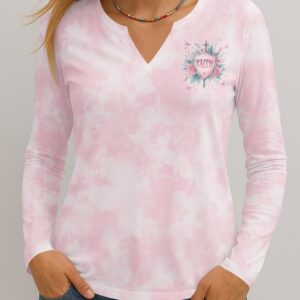 Alternative view of Protected By Faith Power By Love All Over Print V-neck Long Sleeves Shirt