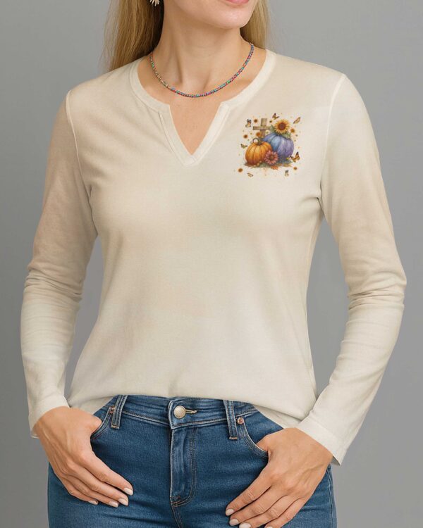 At The Cross I Thank Him For Every Blessing V-neck Long Sleeves Shirt - Image 6