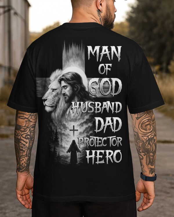 Man Of God Husband Dad Protector Hero Shirt - Image 8