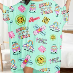 Alternative view of Retro Jesus All Over Print Sleep Tee