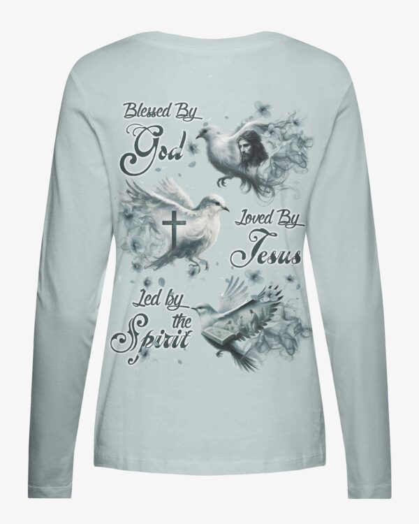 Blessed By God Loved By Jesus Led By The Spirit V-neck Long Sleeves Shirt - Image 7