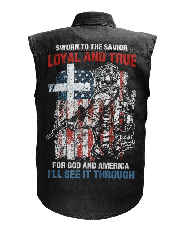 Sworn To The Savior  Sleevesless Denim Shirt - Image 5