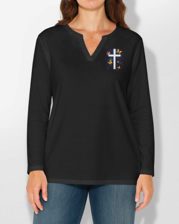 Sometimes I Just Look Up V-neck Long Sleeves Shirt - Image 2