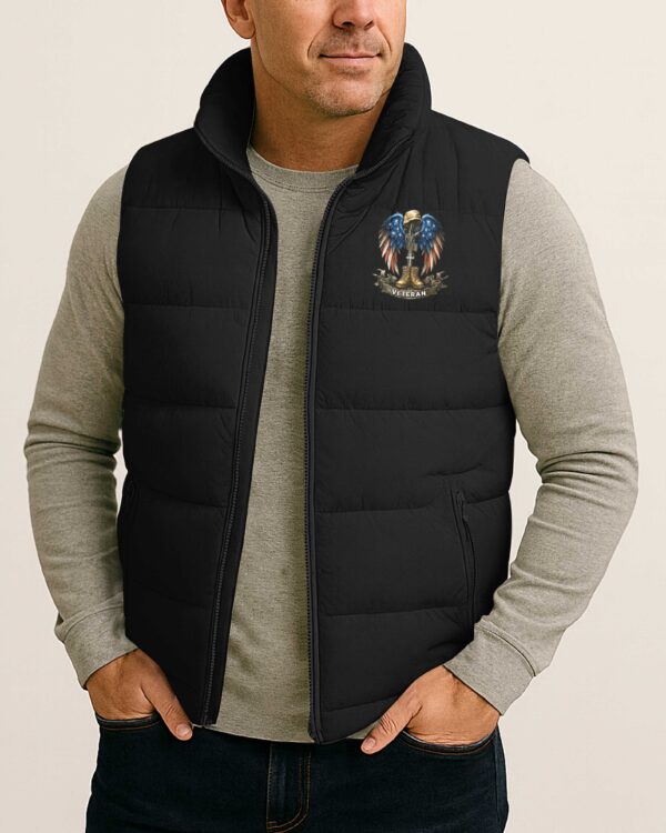 Veteran Don't Thank Me Thank My Brothers Who Never Came Back Now Resting In Jesus' Arms All Over Print Sleeveless Puffer Jacket - Image 4