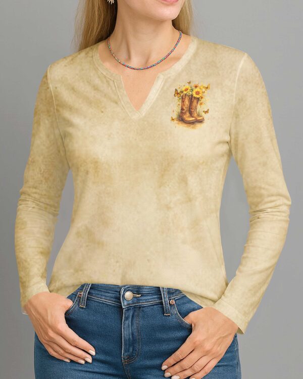 Walk By Faith Not By Sight All Over Print V-neck Long Sleeves Shirt - Image 4