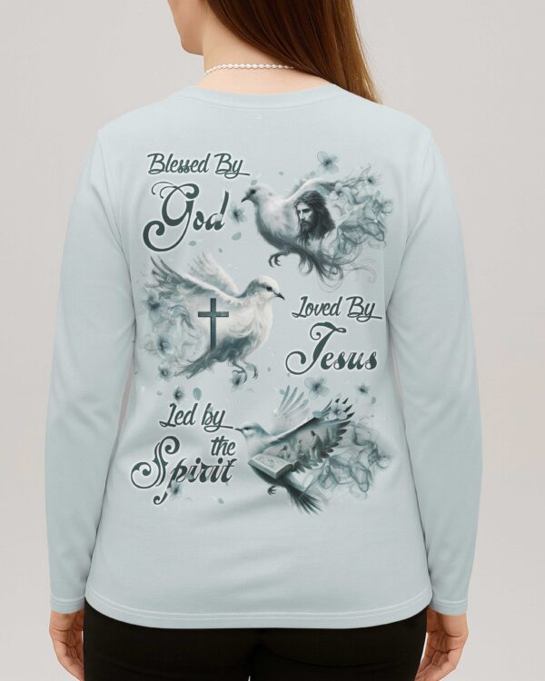 Blessed By God Loved By Jesus Led By The Spirit V-neck Long Sleeves Shirt - Image 2