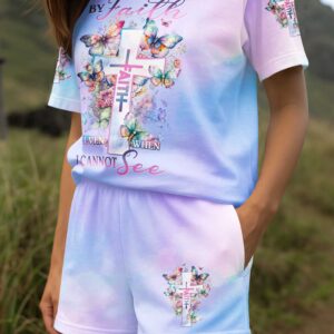 Alternative view of I Will Walk By Faith Even When I Cannot See All Over Print Summer Set