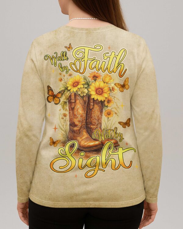 Walk By Faith Not By Sight All Over Print V-neck Long Sleeves Shirt - Image 6