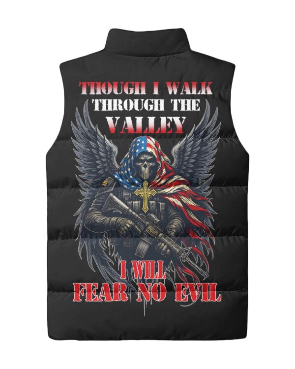 Though I Walk Through The Valley I Will Fear No Evil All Over Print Sleeveless Puffer Jacket - Image 6