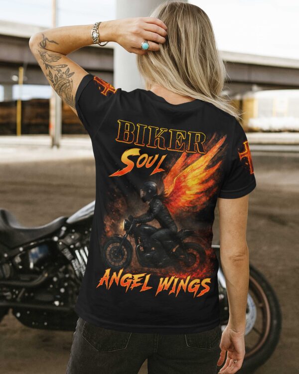 Biker Soul Angel Wings All Over Print T-Shirt - Image 3