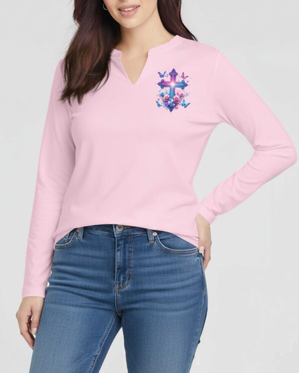 When Butterflies Appear V-neck Long Sleeves Shirt - Image 10