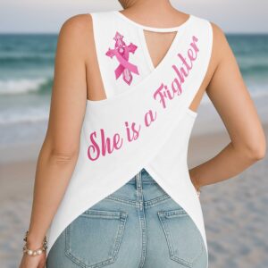 Alternative view of She Is A Fighter Crop Out Wrap Back Tank Top