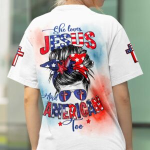 Alternative view of She Loves Jesus And American Too All Over Print T-Shirt