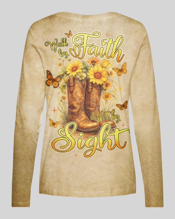 Walk By Faith Not By Sight All Over Print V-neck Long Sleeves Shirt - Image 7