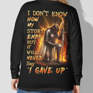 Alternative view of I Don't Know How My Story Ends But It Will Never Say I Gave Up All Over Print V-neck Long Sleeves Shirt
