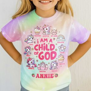 Alternative view of I Am A Child Of God All Over Print T-Shirt Kid