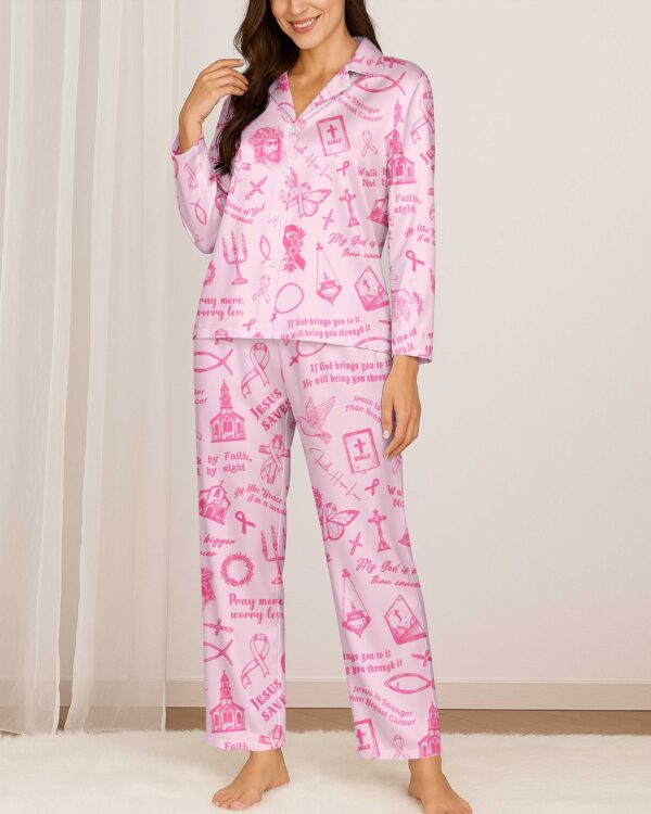My God Is Bigger Than Cancer Button Pajamas - Image 9