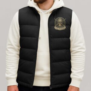 Alternative view of God Took The Most Honorable Americans And Made Them Veterans All Over Print Sleeveless Puffer Jacket