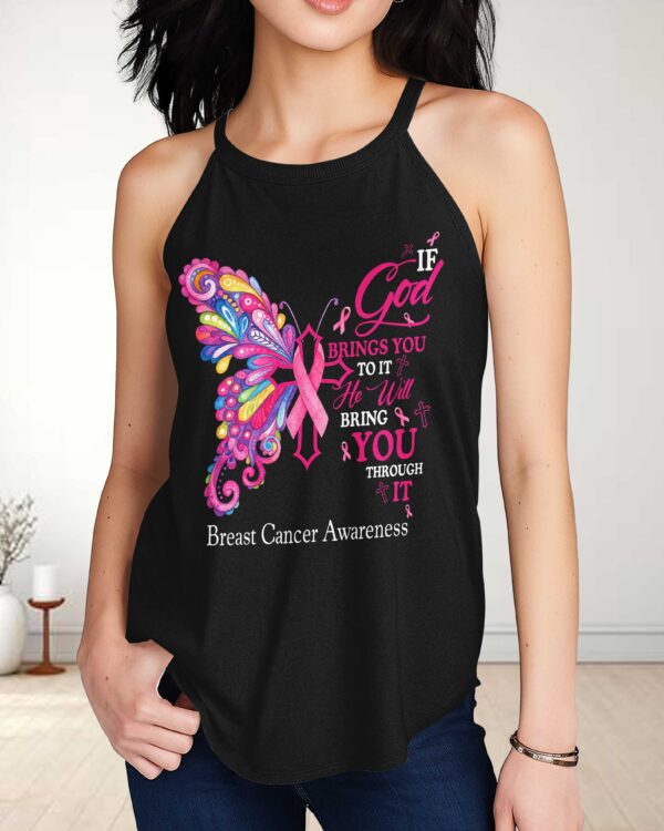 If God Brings You To It He Will Bring You Through It Breast Cancer Awareness Rocker Tank Top - Image 10