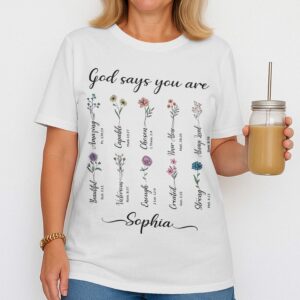 Alternative view of You Are Strong Amazing Capable Chosen Never Alone Always Loved Enough Beautiful Unique Created T-Shirt