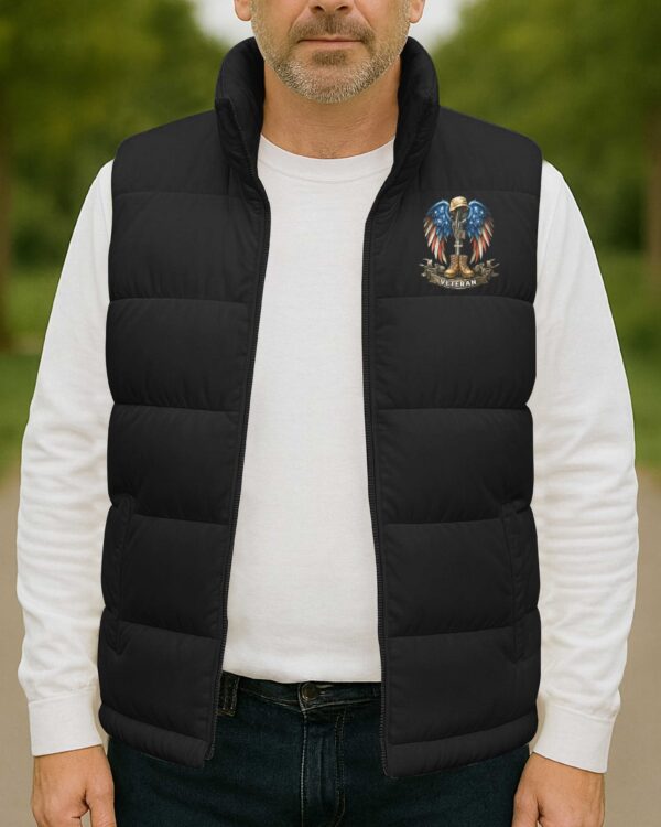 Veteran Don't Thank Me Thank My Brothers Who Never Came Back Now Resting In Jesus' Arms All Over Print Sleeveless Puffer Jacket - Image 3